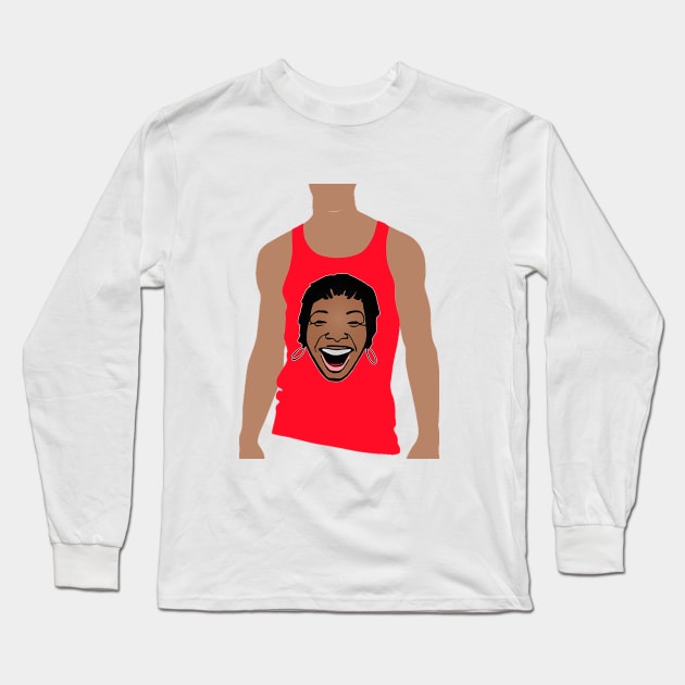 black girl in red shirt Long Sleeve T-Shirt by Marccelus